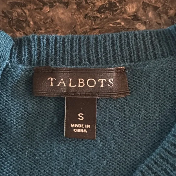 Talbots Teal Lambswool Blend Hedgehog Pullover Sweater - Picture 7 of 8